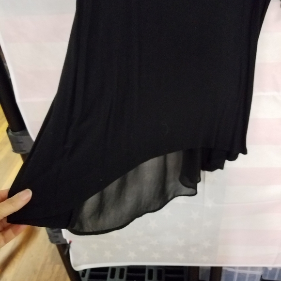 Black Knit Short Sleeve Sheer Trim & Back 2X - Picture 2 of 6